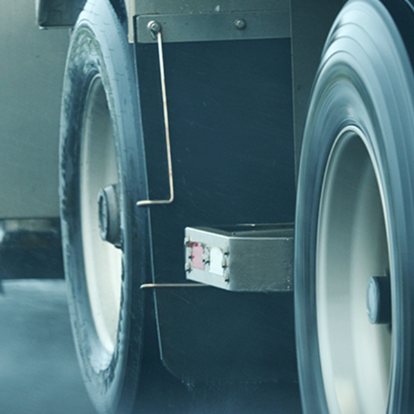 Moving Transport Truck on a Wet Highway